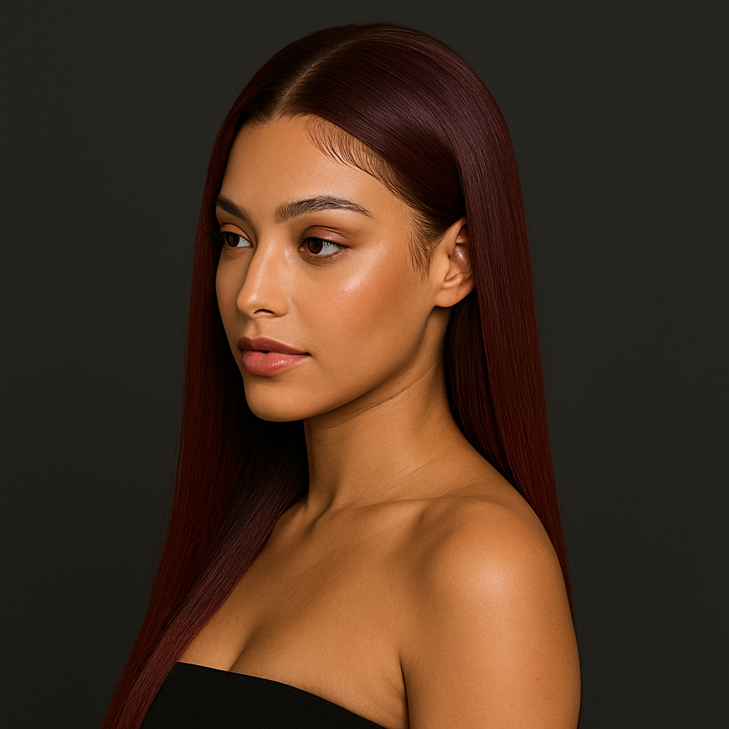 🧡 Perruque Lace Front 13x6 Rouge Bordeaux 99J – Cheveux Humains Lisses HD