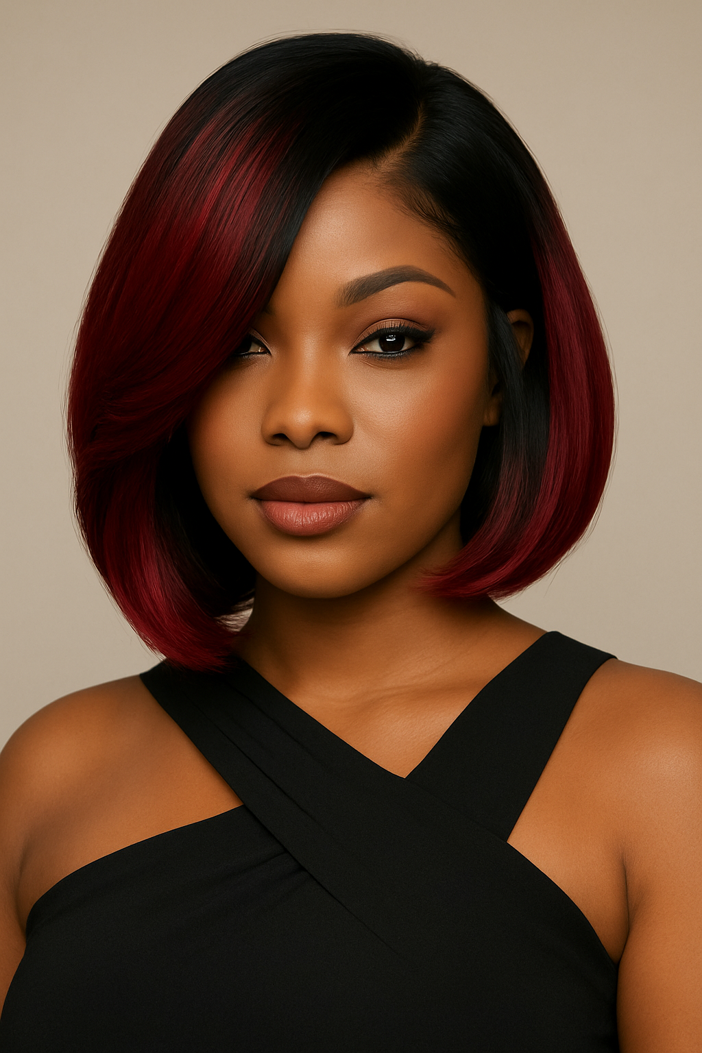 Perruque Rouge Ombre 99J – Bob Court Glueless | Pixie Cut Cheveux 100% Humains